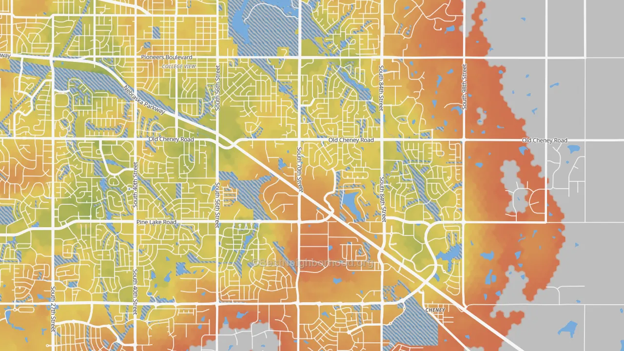 Bike Grade map of Family Acres, Lincoln, NE
