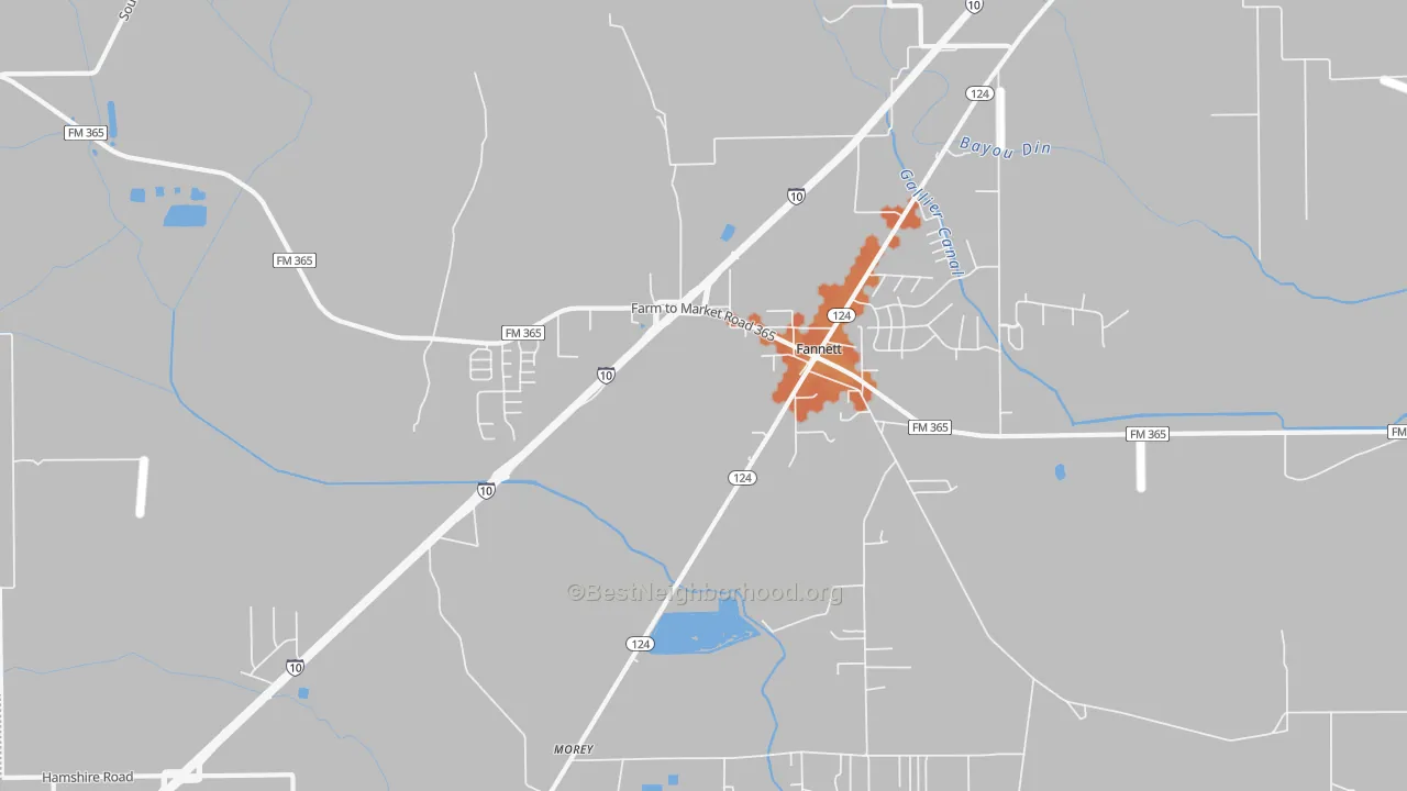 Bike Grade map of Fannett, TX
