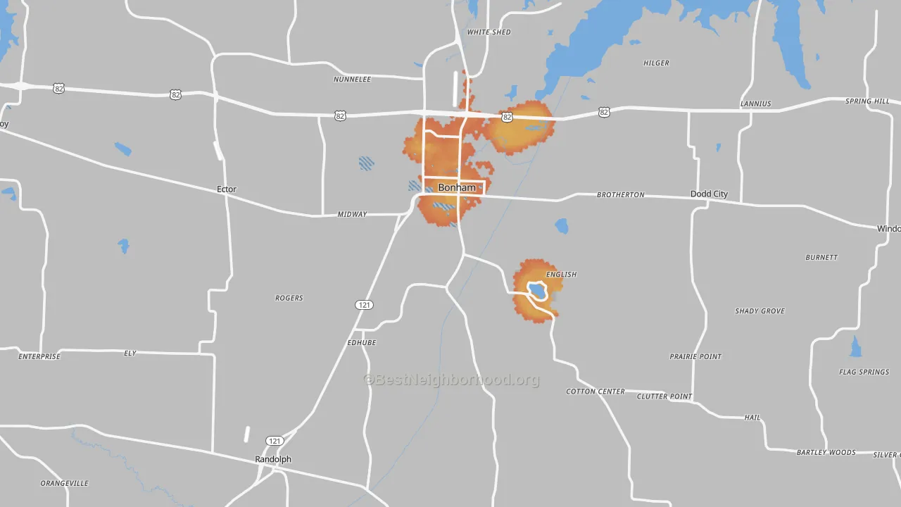 Bike Grade map of Fannin County, TX
