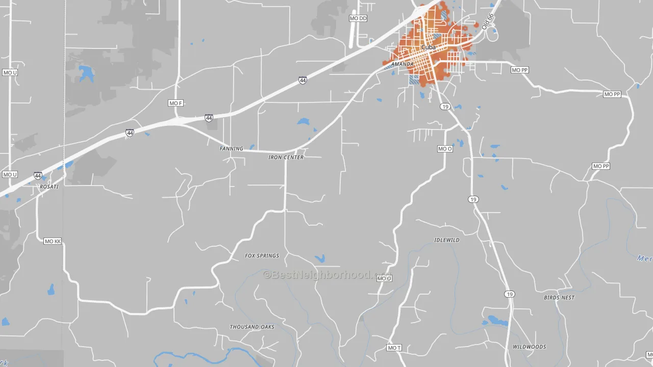 Bike Grade map of Fanning, MO