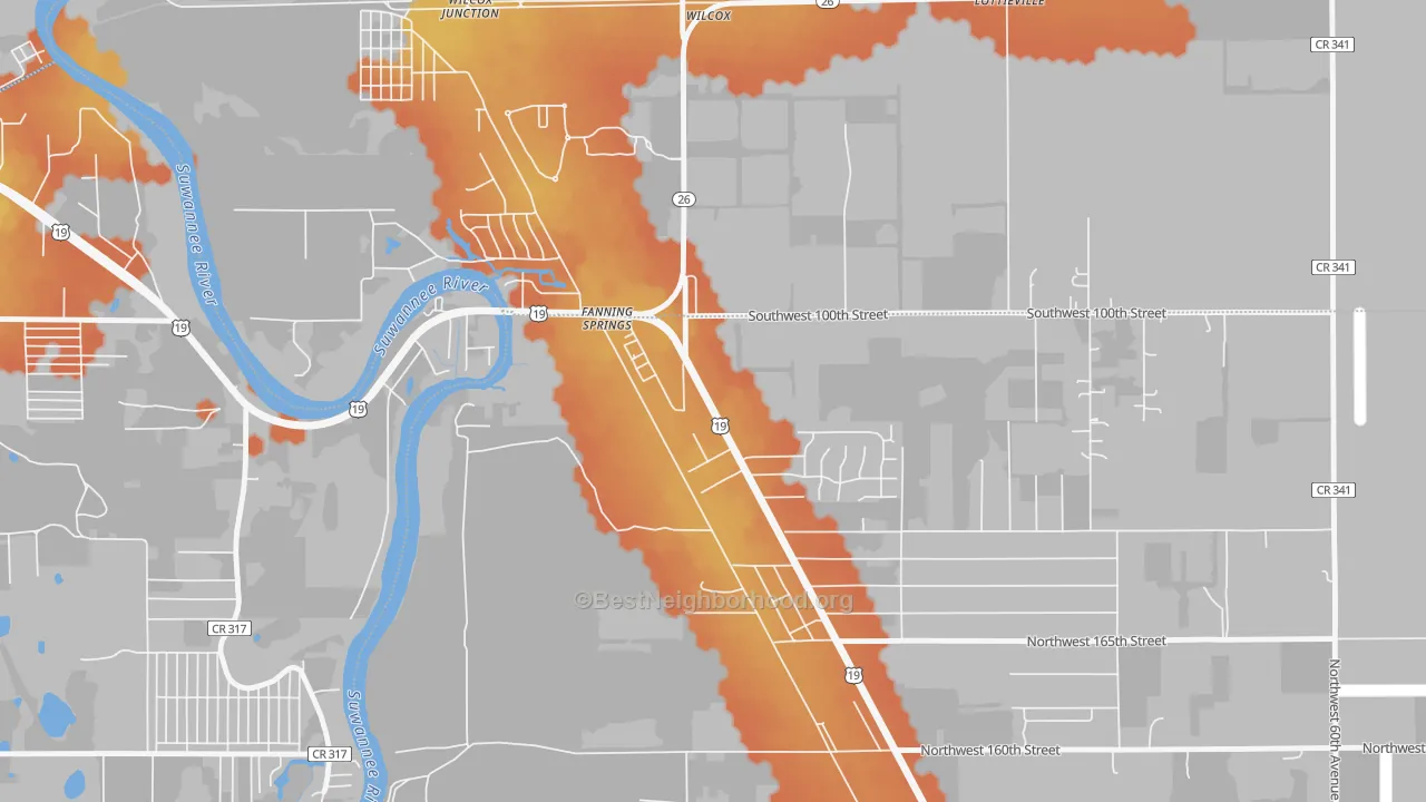 Bike Grade map of Fanning Springs, FL
