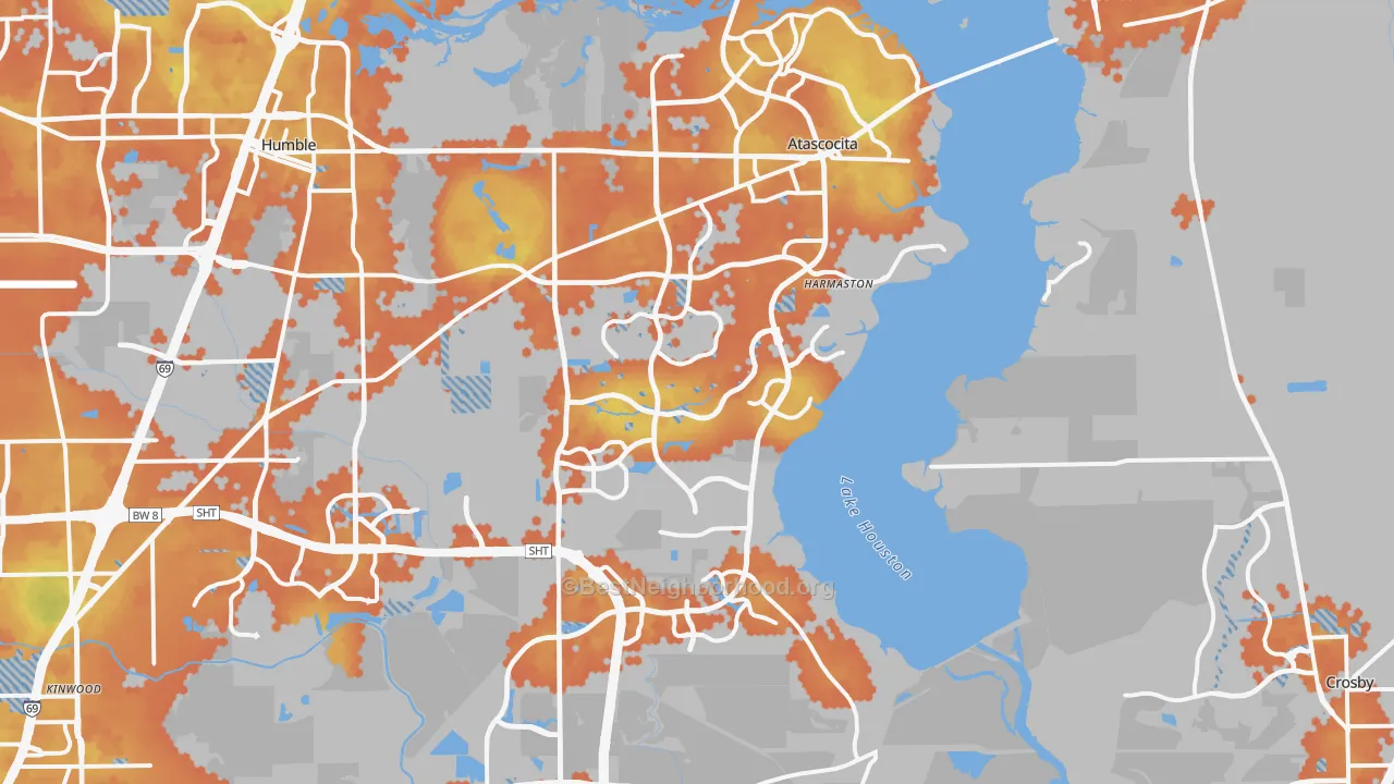 Bike Grade map of Far Northeast-Houston, Houston, TX