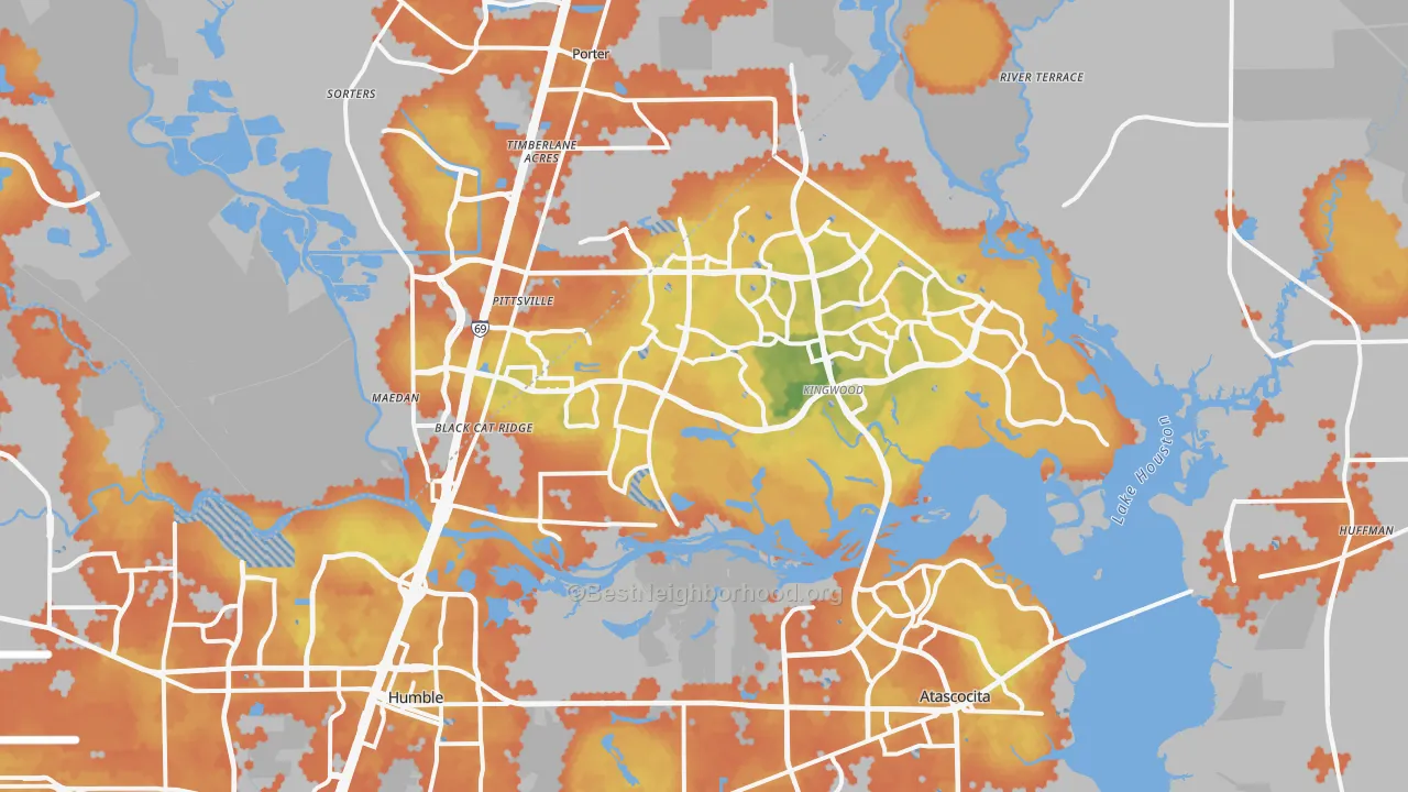 Bike Grade map of Far Northeast, Humble, TX