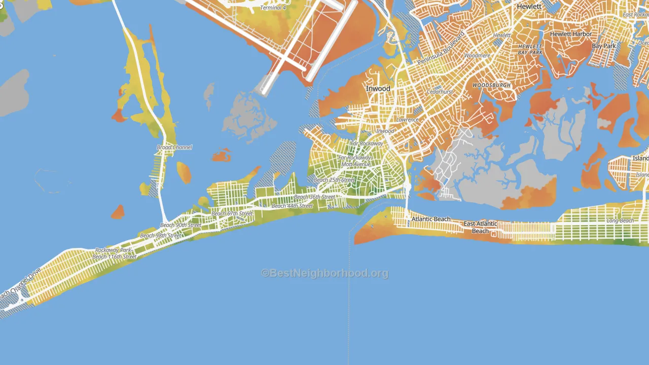 Bike Grade map of Far Rockaway, Queens, NY
