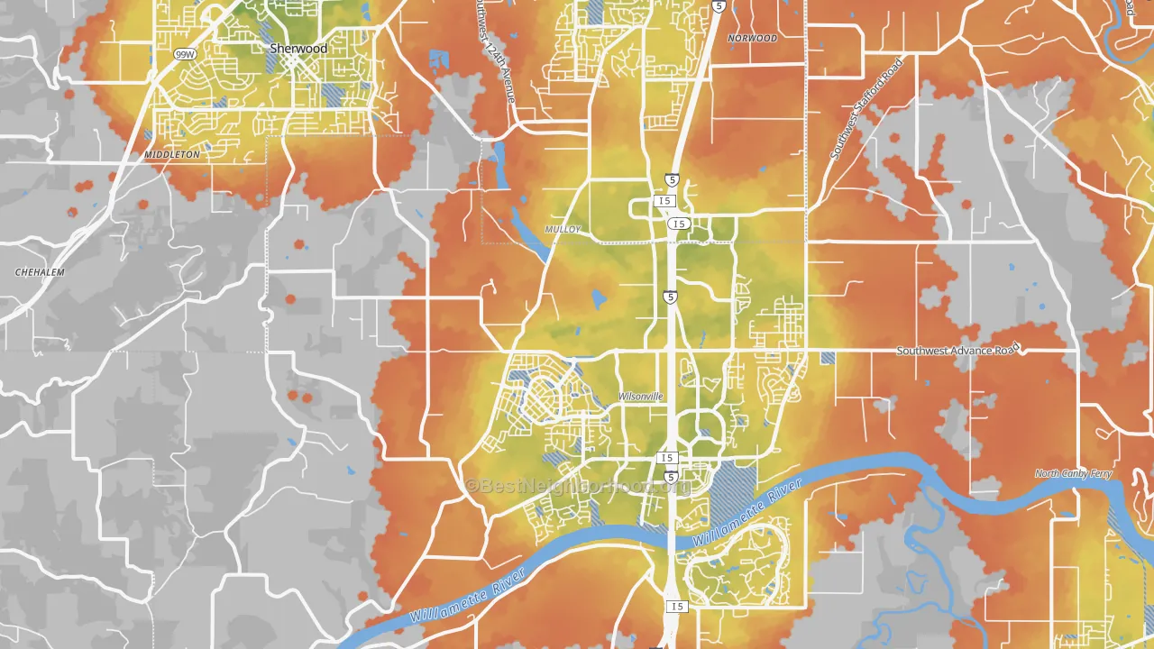 Bike Grade map of Far West, Wilsonville, OR