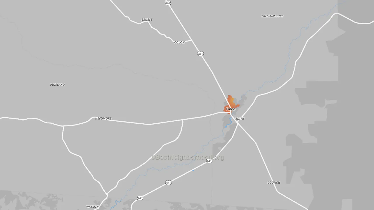 Bike Grade map of Fargo, GA
