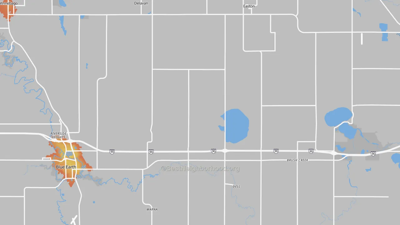 Bike Grade map of Faribault County, MN