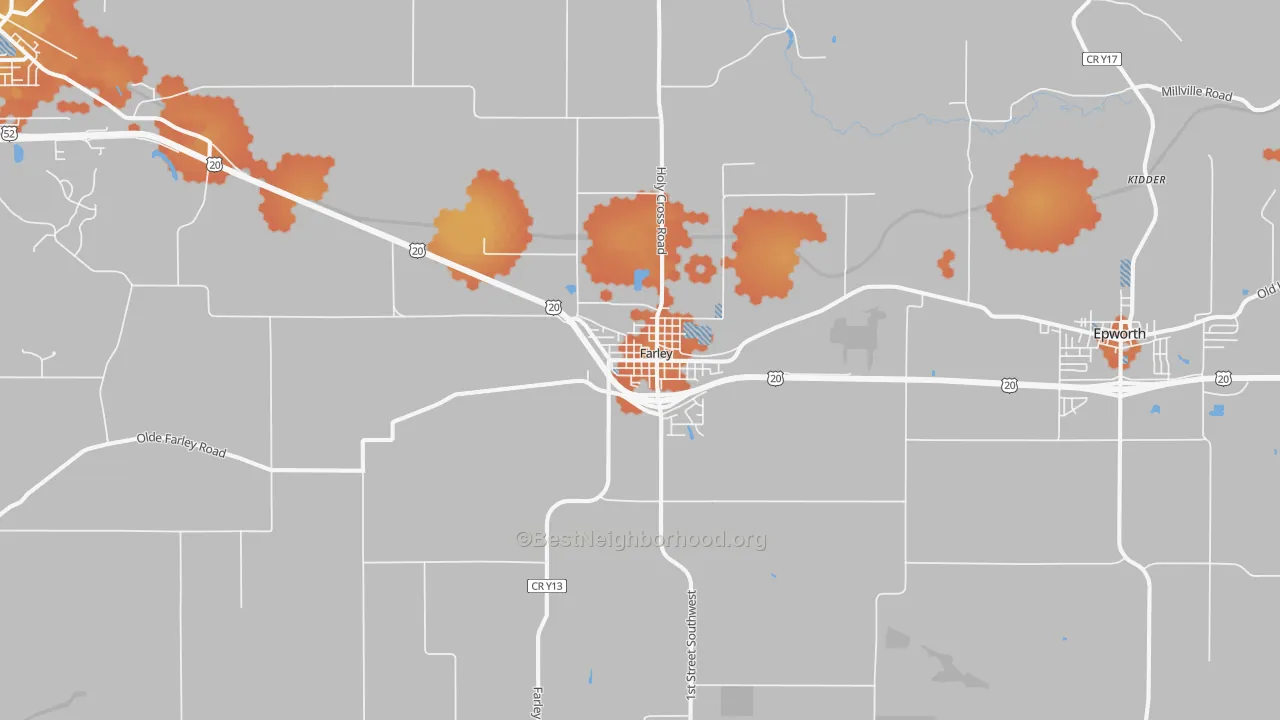 Bike Grade map of Farley, IA