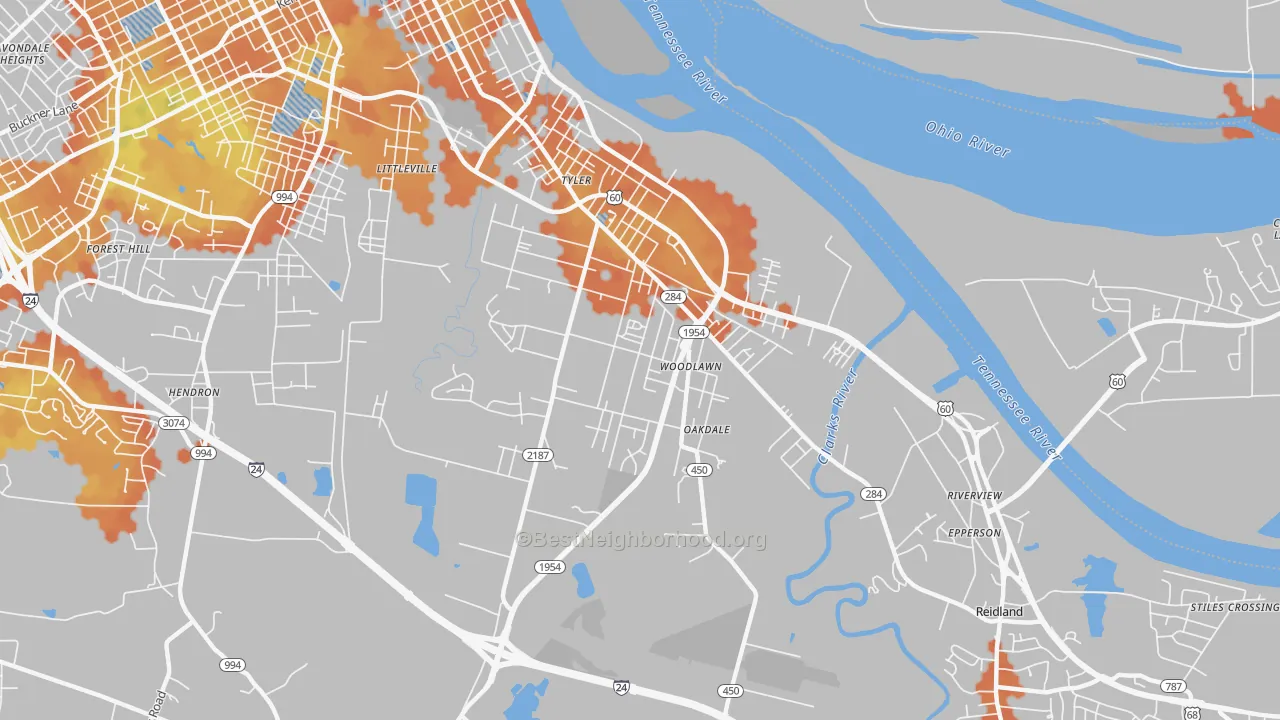 Bike Grade map of Farley, KY
