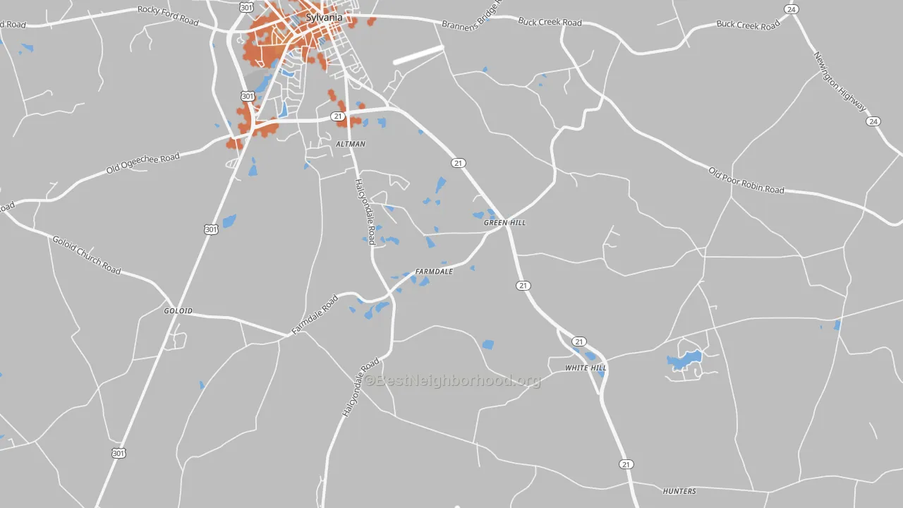 Bike Grade map of Farmdale, GA