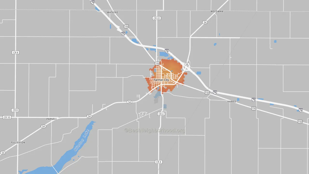 Bike Grade map of Farmer City, IL