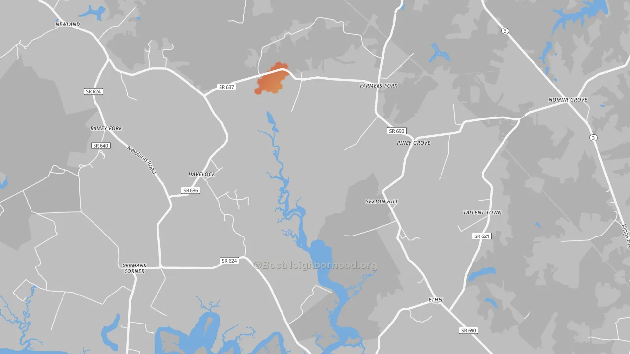 Bike Grade map of Farmers Fork, VA