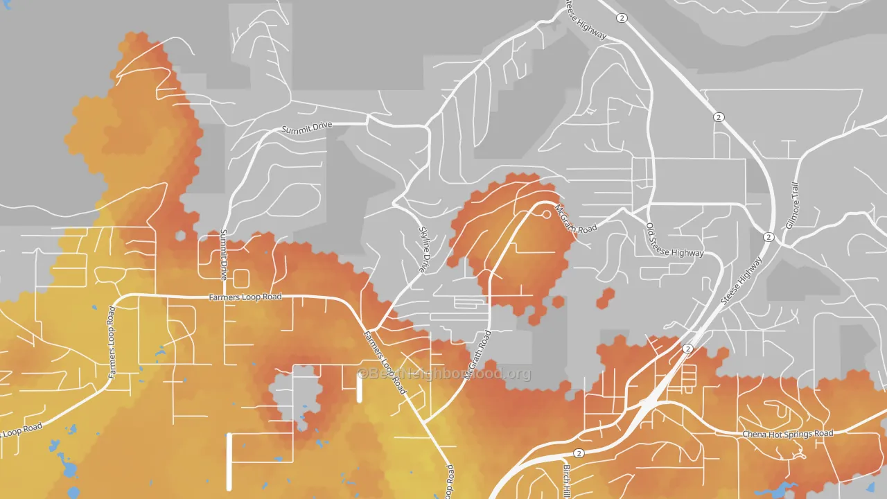 Bike Grade map of Farmers Loop, AK