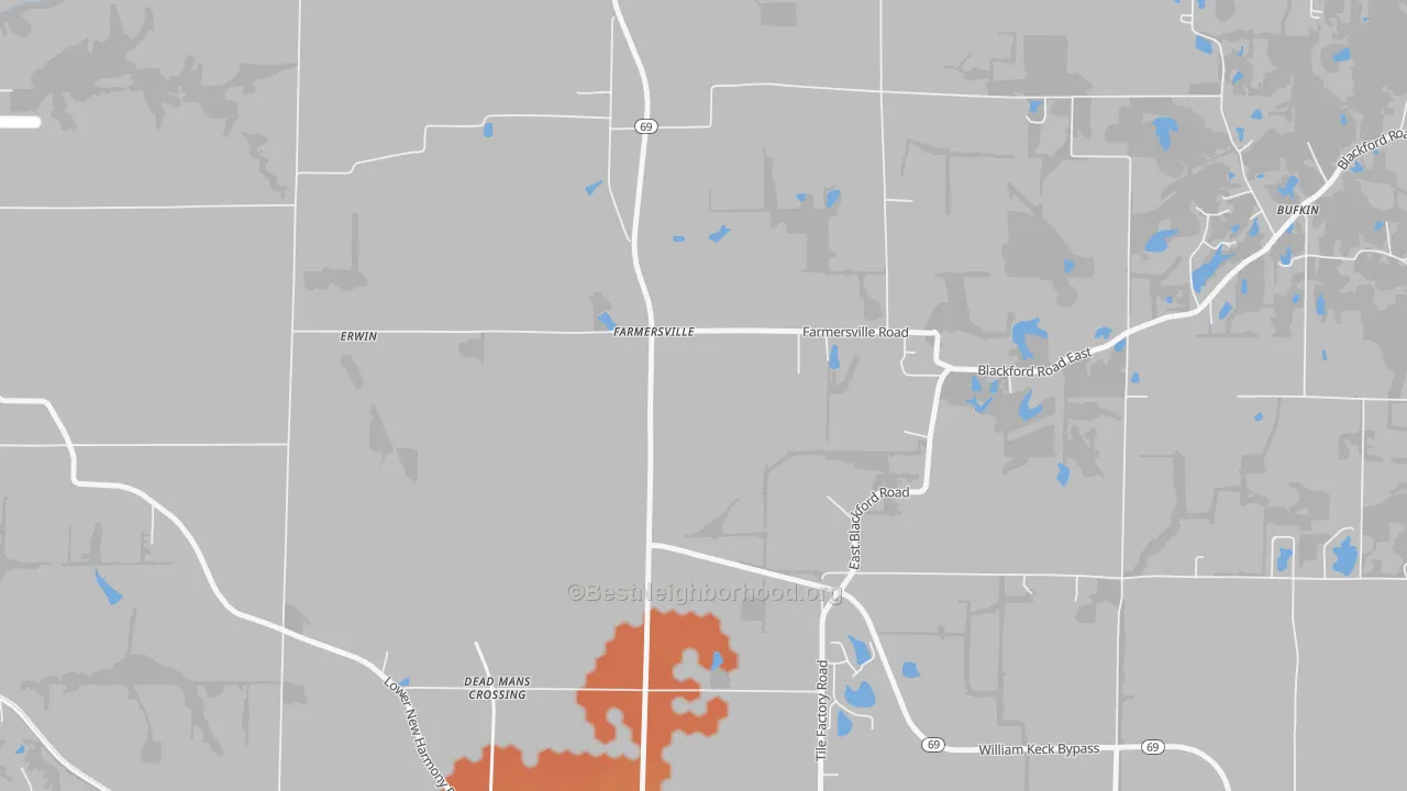 Bike Grade map of Farmersville, IN