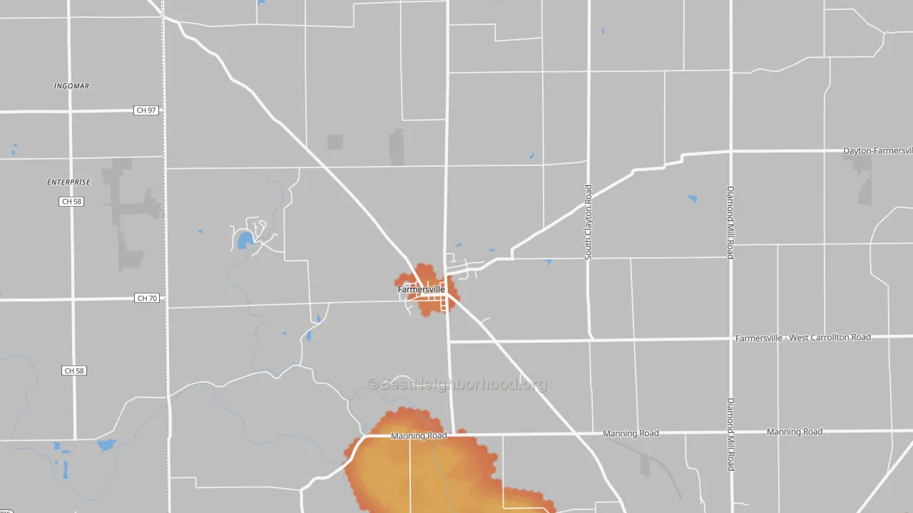 Bike Grade map of Farmersville, OH