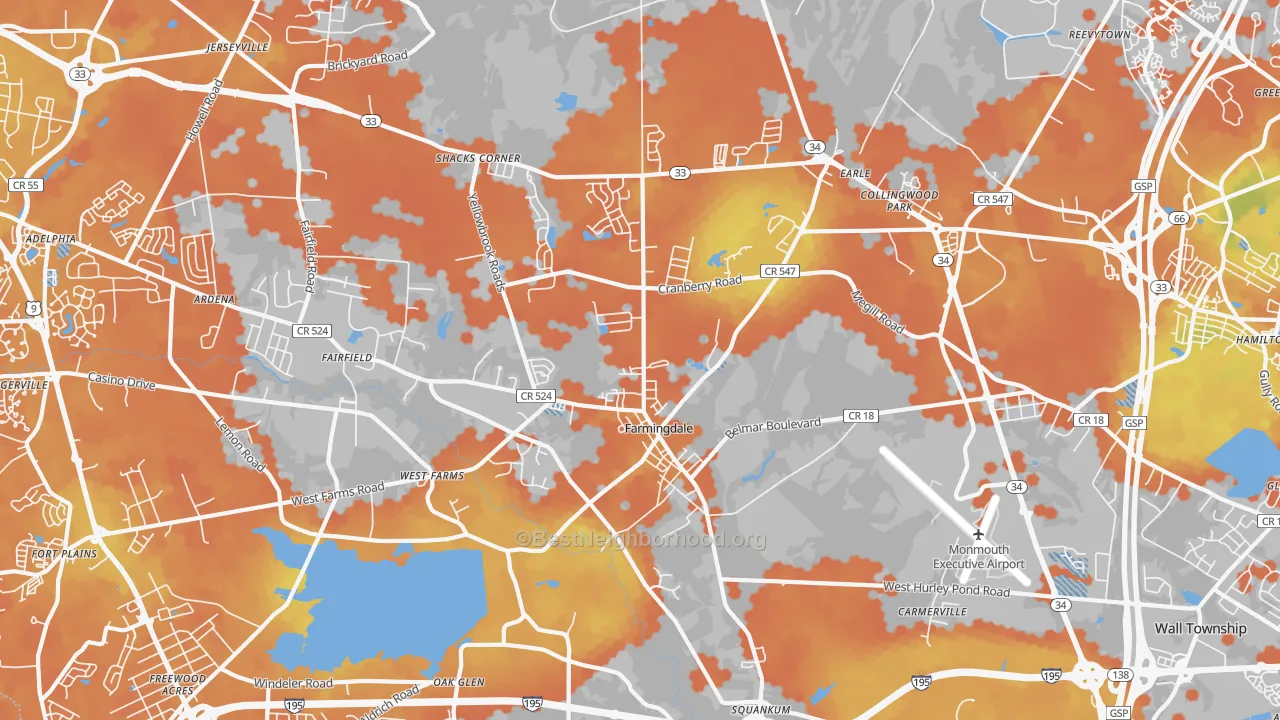 Bike Grade map of Farmingdale, NJ