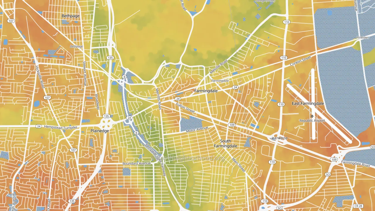 Bike Grade map of Farmingdale, NY