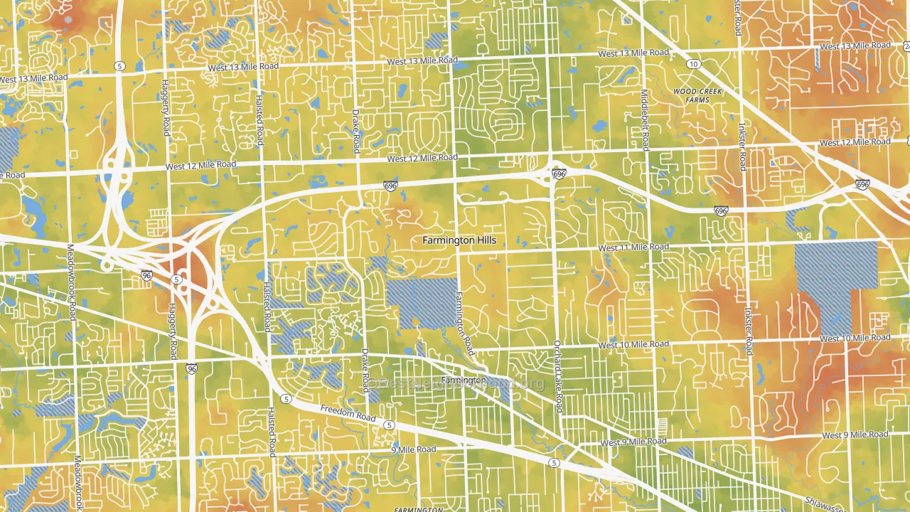 Bike Grade map of Farmington Hills, MI