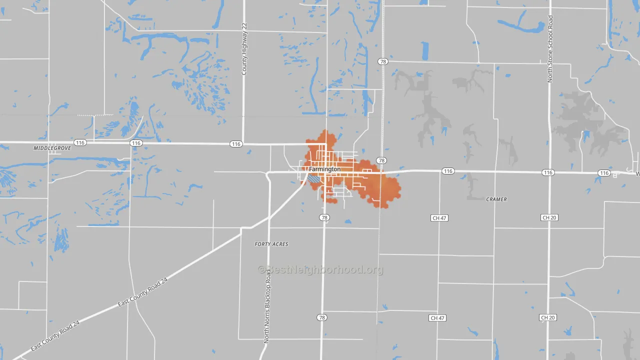 Bike Grade map of Farmington, IL