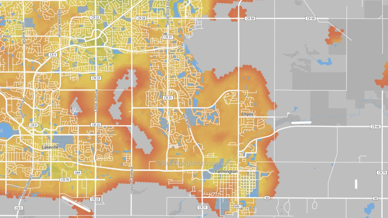 Bike Grade map of Farmington, MN