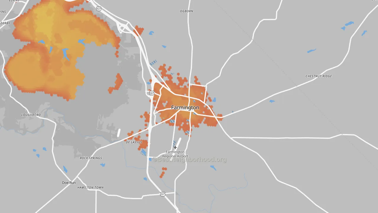 Bike Grade map of Farmington, MO