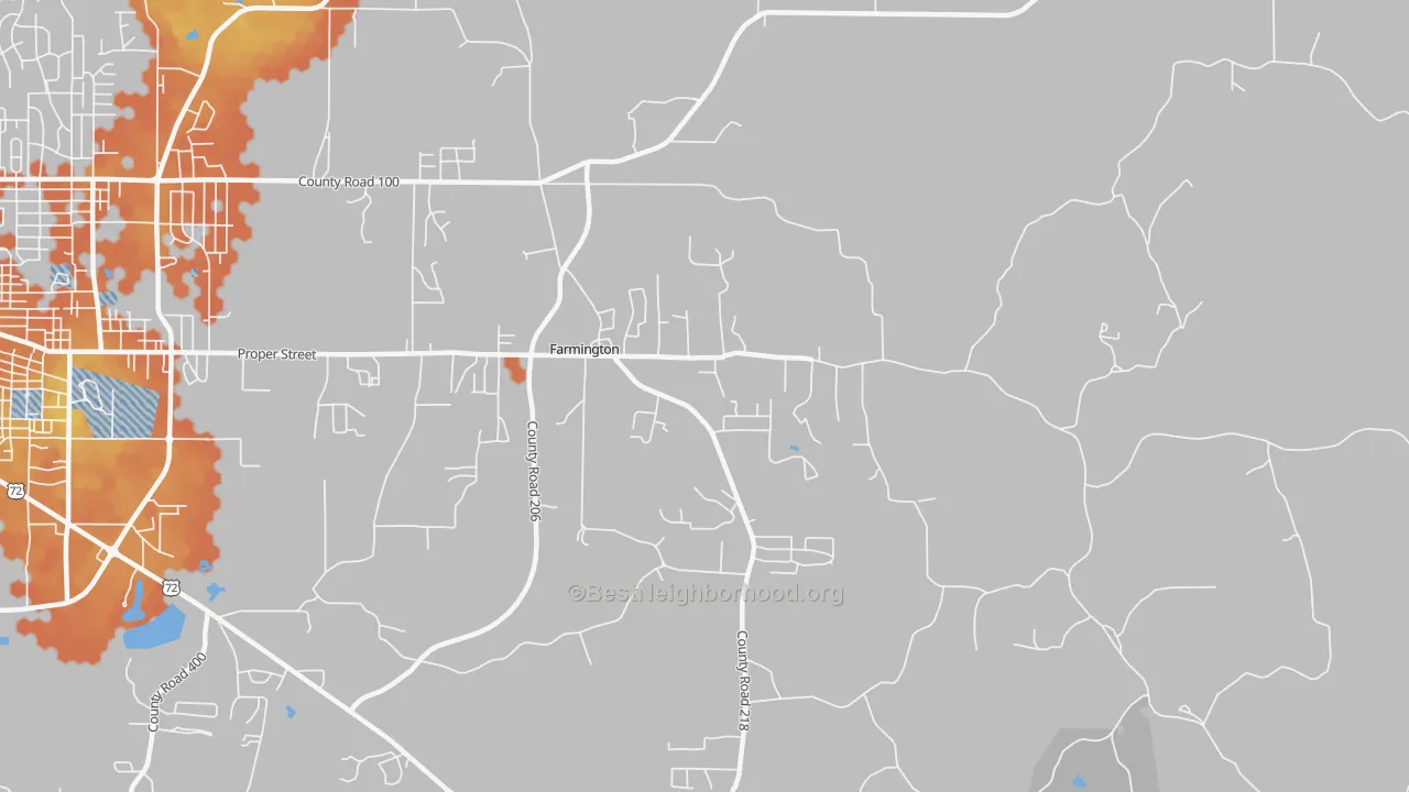 Bike Grade map of Farmington, MS