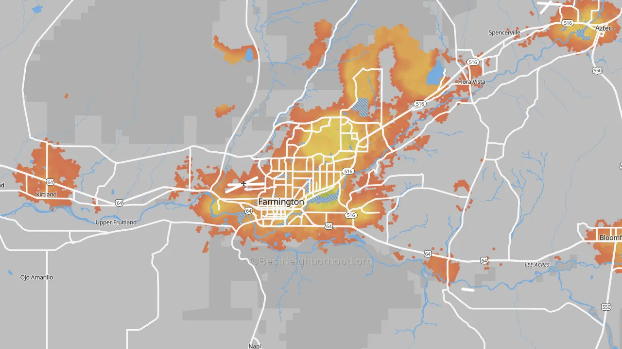 Bike Grade map of Farmington, NM