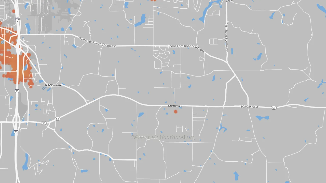 Bike Grade map of Farmville, GA