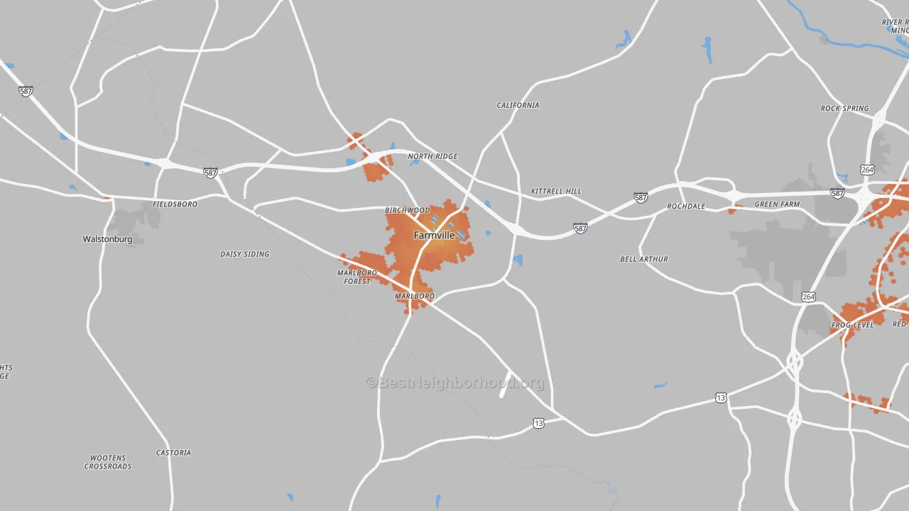 Bike Grade map of Farmville, NC