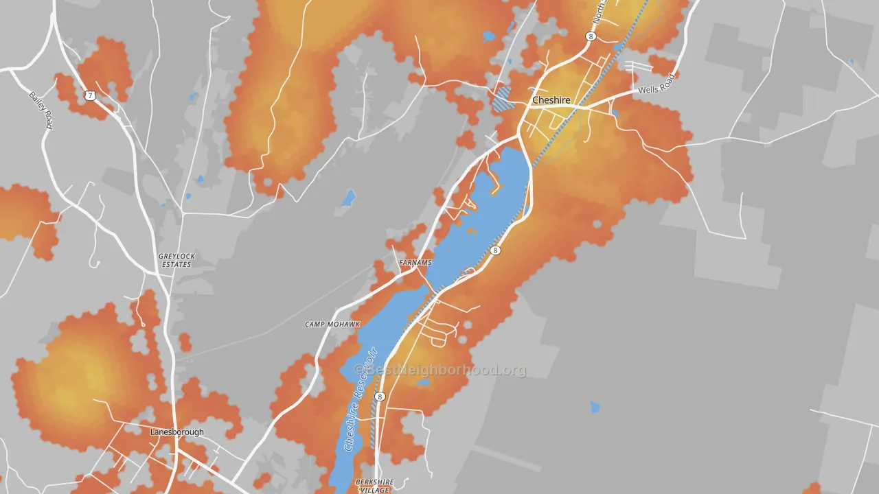 Bike Grade map of Farnams, MA