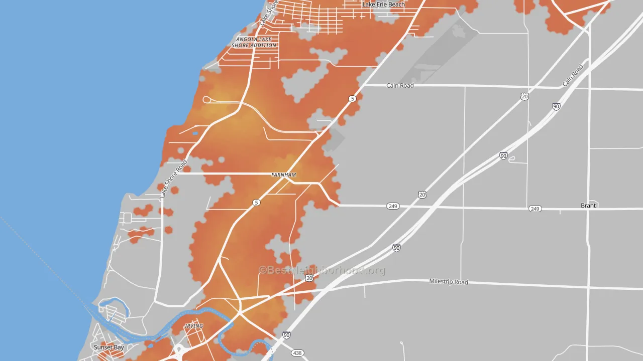 Bike Grade map of Farnham, NY