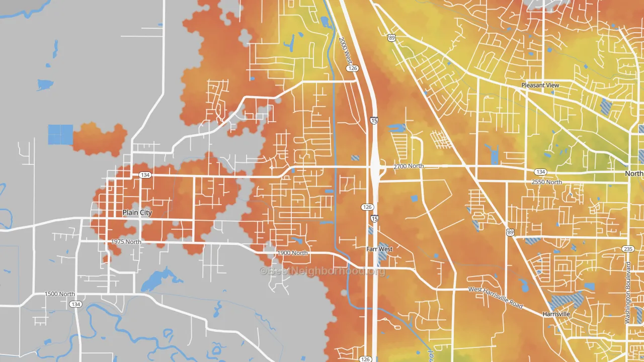 Bike Grade map of Farr West, UT