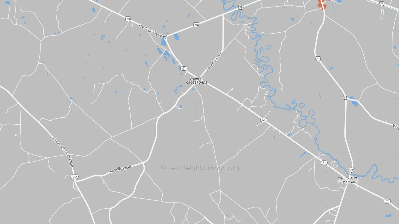 Bike Grade map of Farrell Crossroads, SC