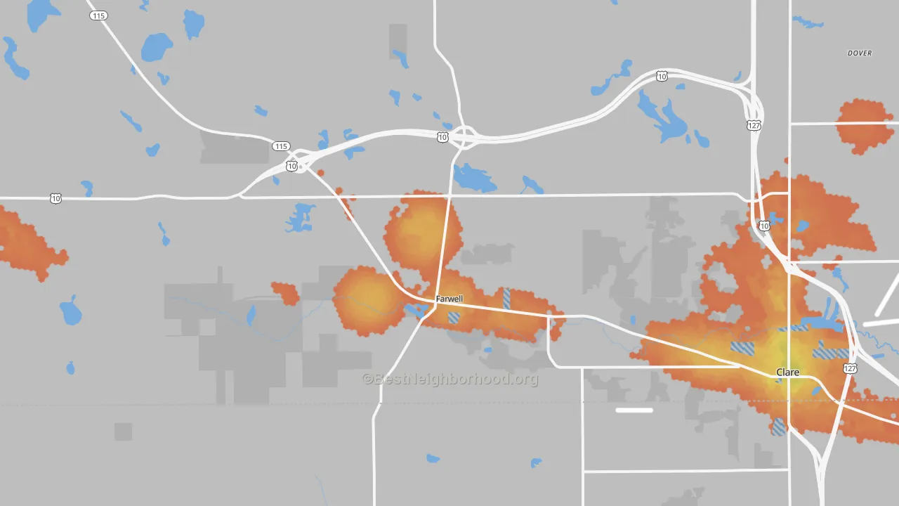 Bike Grade map of Farwell, MI