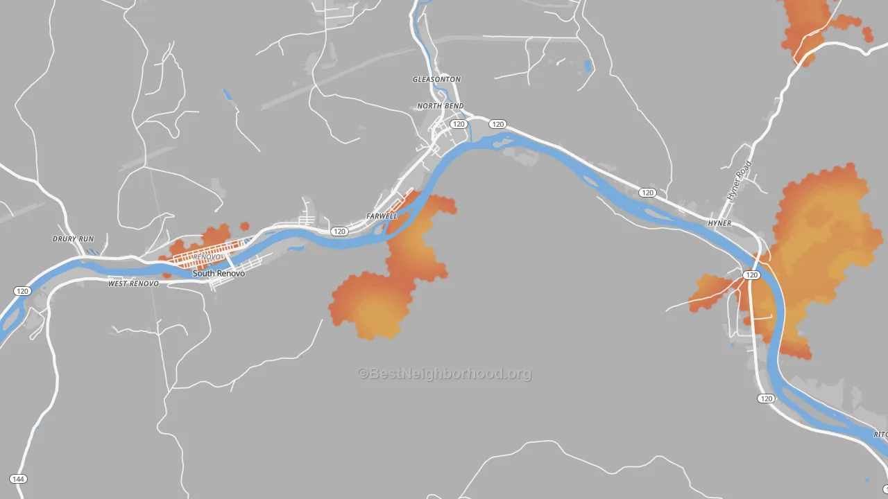 Bike Grade map of Farwell, PA
