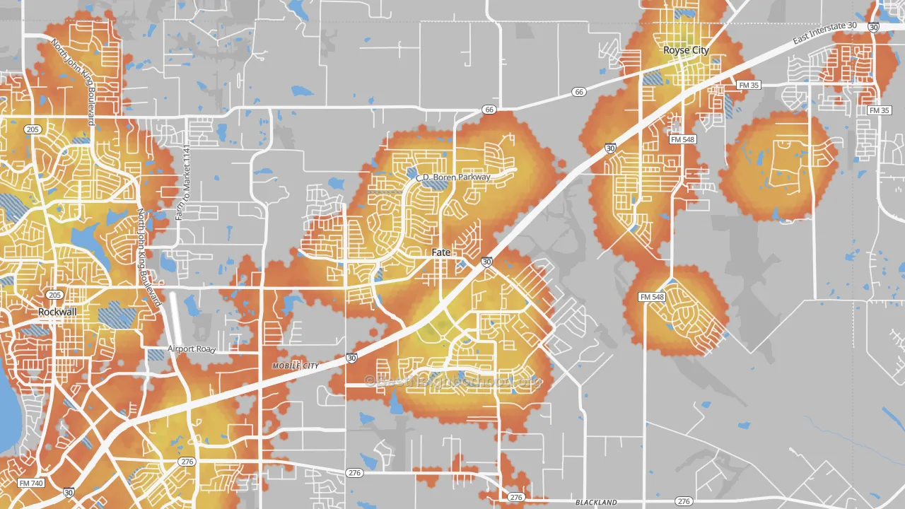 Bike Grade map of Fate, TX