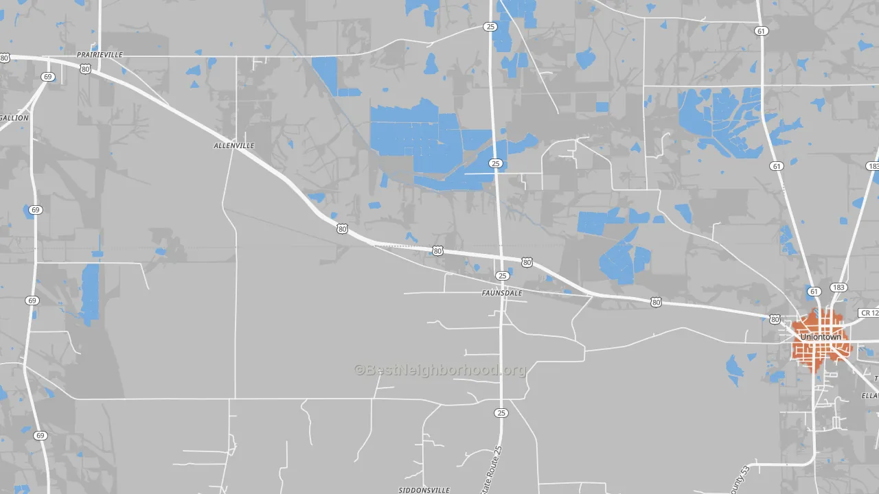 Bike Grade map of Faunsdale, AL