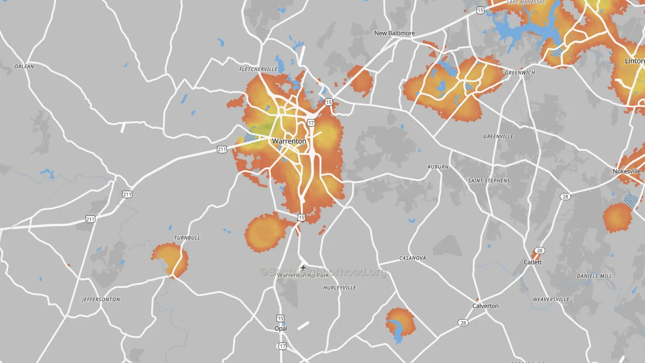 Bike Grade map of Fauquier County, VA