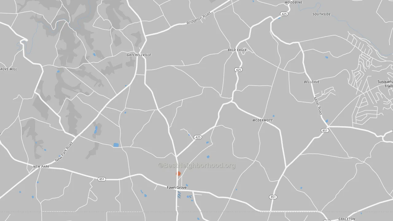 Bike Grade map of Fawn Grove, PA