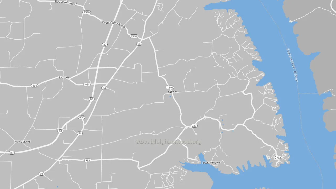 Bike Grade map of Faxon, KY