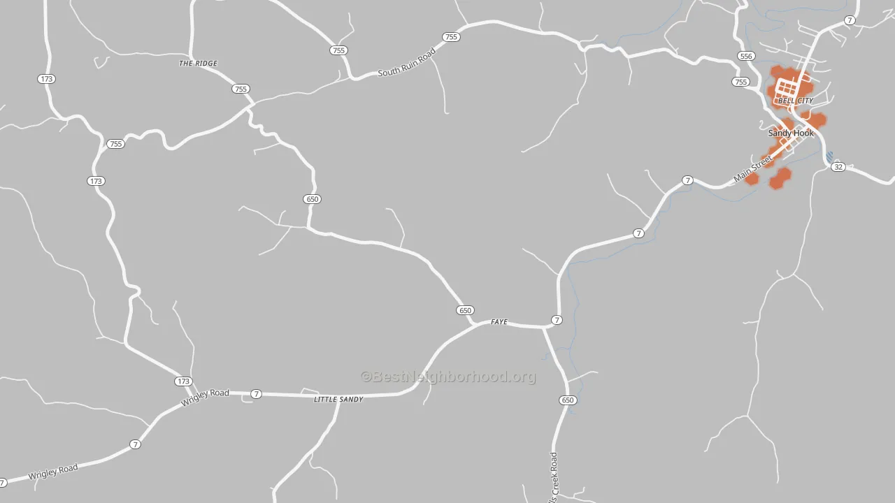 Bike Grade map of Faye, KY
