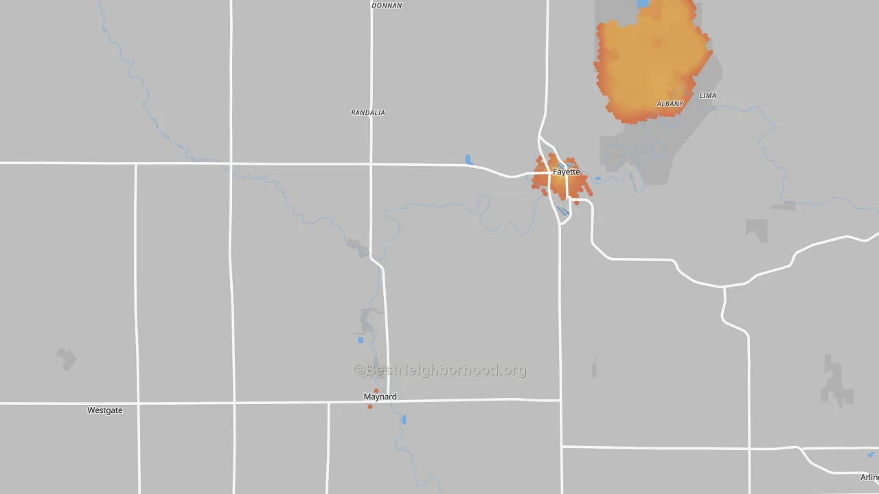 Bike Grade map of Fayette County, IA
