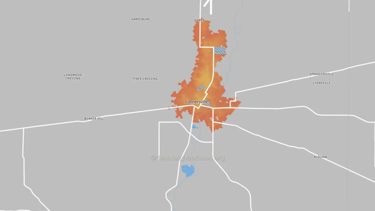 Bike Grade map of Fayette County, IN
