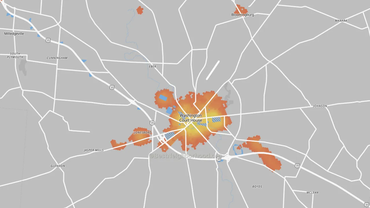 Bike Grade map of Fayette County, OH