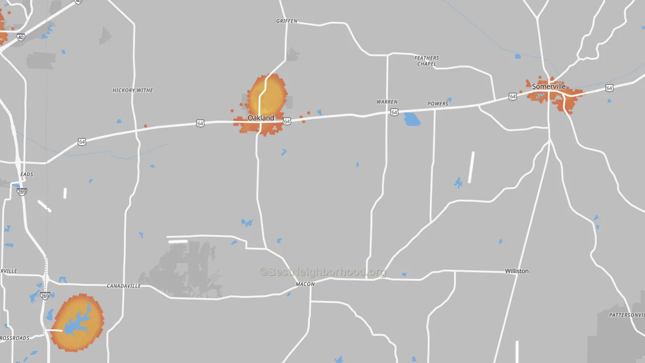 Bike Grade map of Fayette County, TN