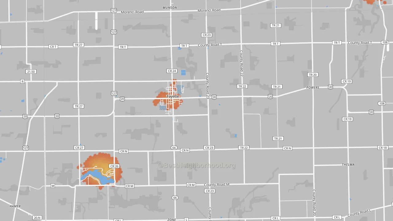 Bike Grade map of Fayette, OH