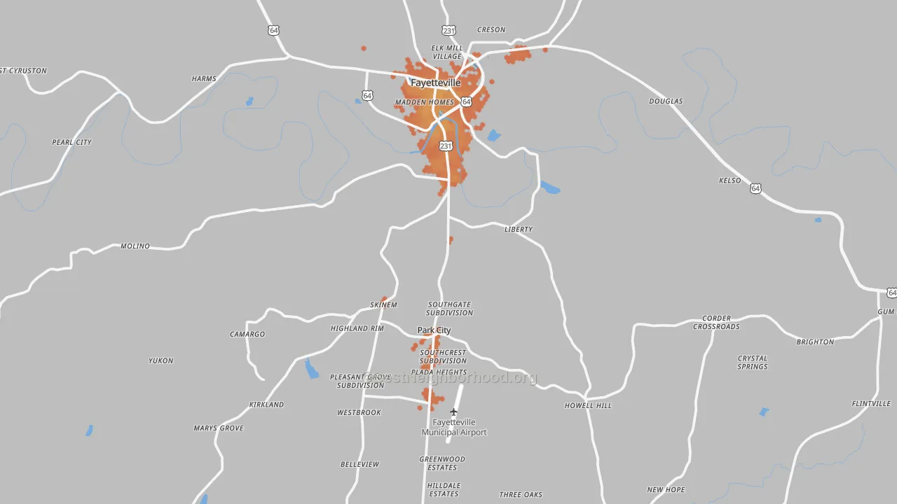 Bike Grade map of Fayetteville, TN