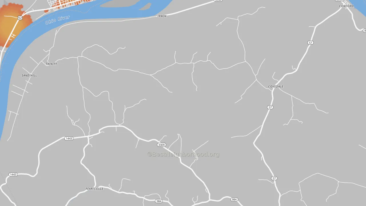 Bike Grade map of Fearisville, KY
