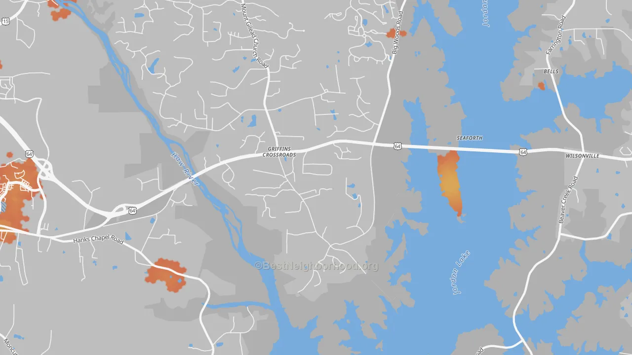 Bike Grade map of Fearrington, NC