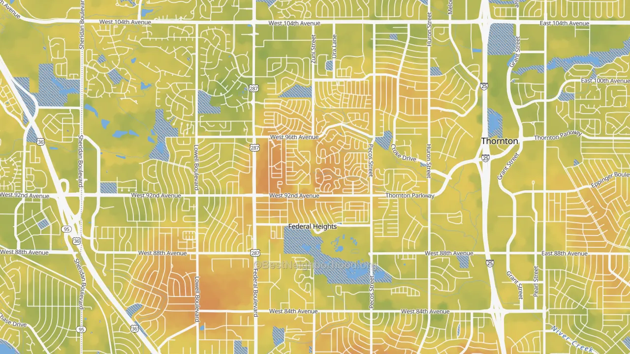 Bike Grade map of Federal Heights, CO